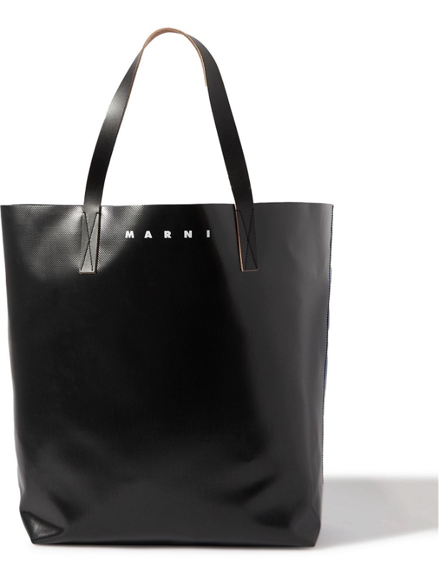 Photo: MARNI - North/South Leather-Trimmed Colour-Block Coated-Canvas Tote Bag