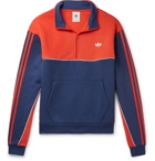adidas Originals - Colour-Block Fleece-Back Cotton-Blend Jersey Half-Zip Sweatshirt - Blue