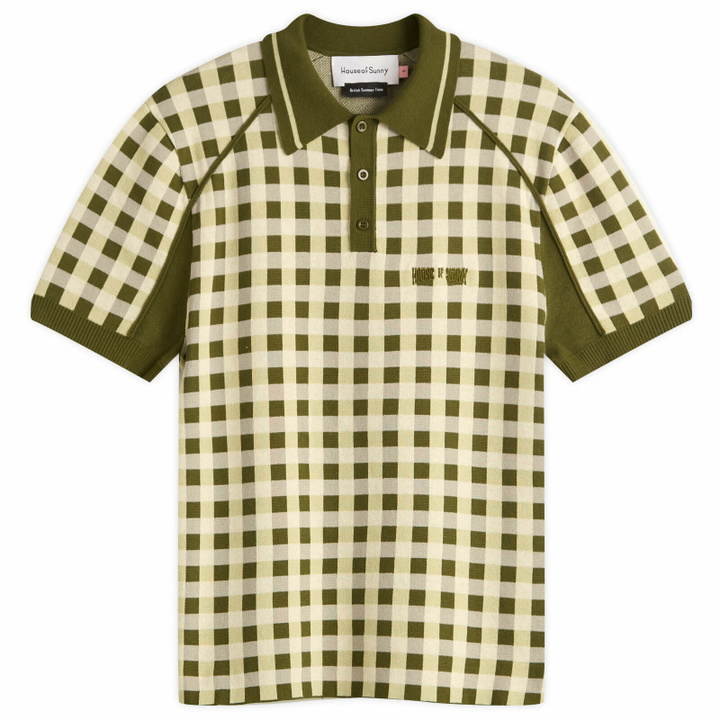 Photo: House Of Sunny Women's Putting Polo Short Sleeve Top in Green Check