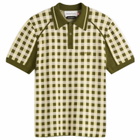 House Of Sunny Women's Putting Polo Short Sleeve Top in Green Check