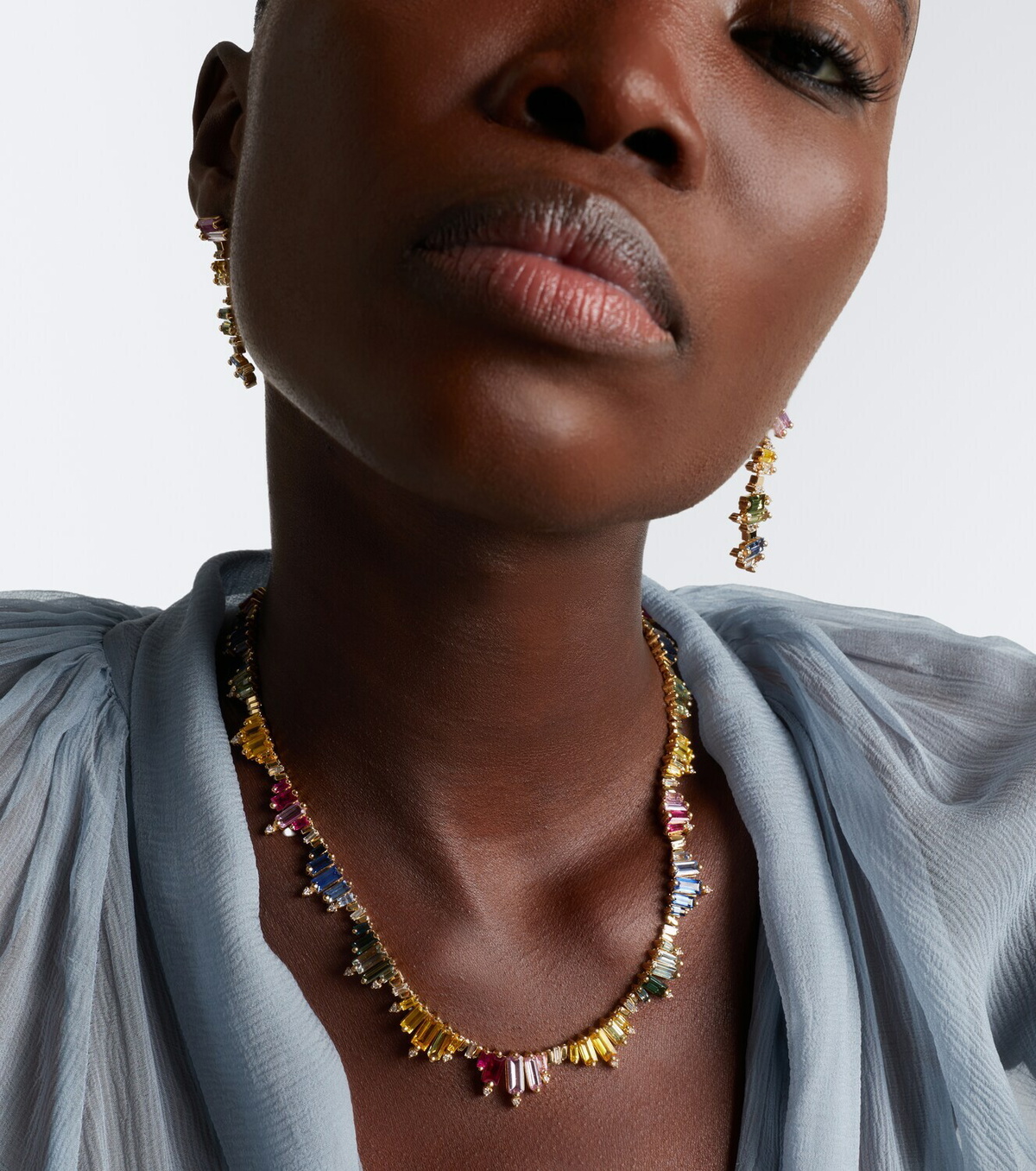 Suzanne Kalan 18kt gold necklace with sapphires and diamonds