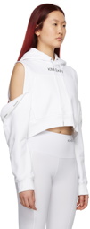 KIMHĒKIM SSENSE Exclusive White Off-Shoulder Petal Hoodie