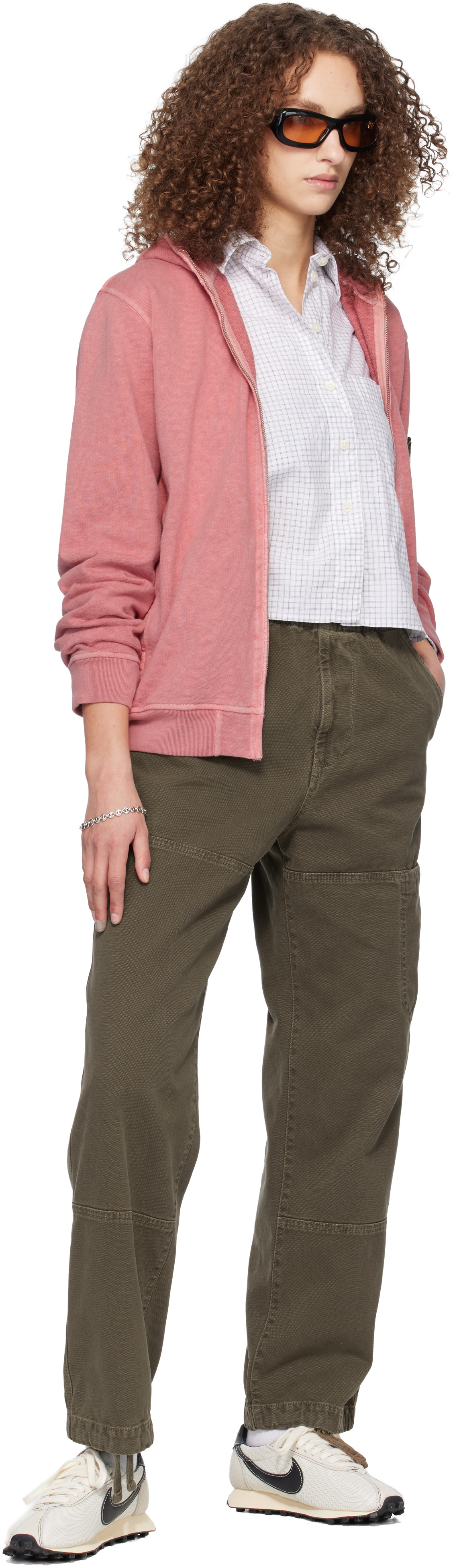 Stone Island Pink 6100032 Malfilé Fleece Old Effect Hoodie