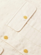 MILES LEON - Field Striped Tumbled Cotton and Linen-Blend Shirt - Neutrals
