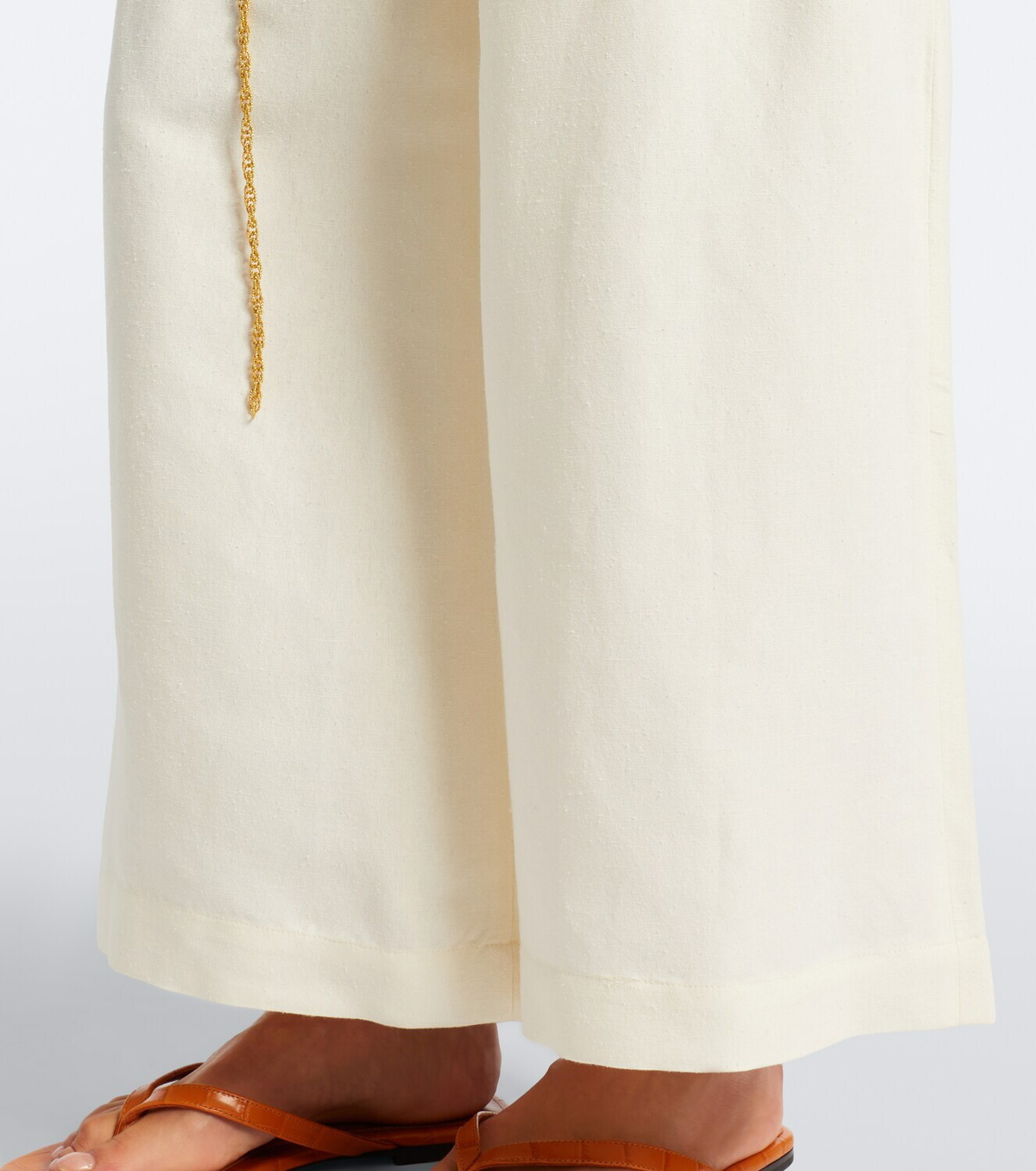 Xu Zhi Belted pleated silk and linen wide-leg pants
