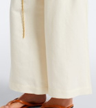 Xu Zhi Belted pleated silk and linen wide-leg pants