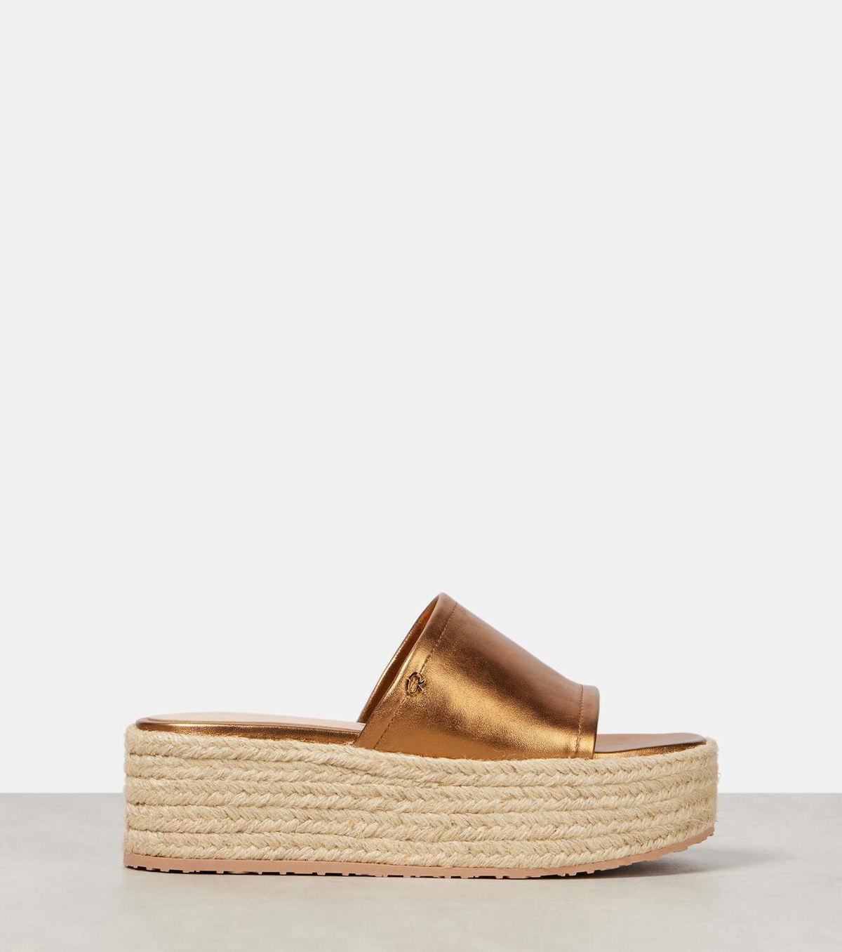 Gianvito Rossi Metallic leather espadrille slides