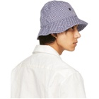 Acne Studios Blue and White Check Logo Bucket Hat