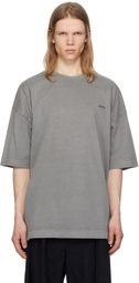 Juun.J Gray 'Language' Lettering Dyed Over Fit T-shirt