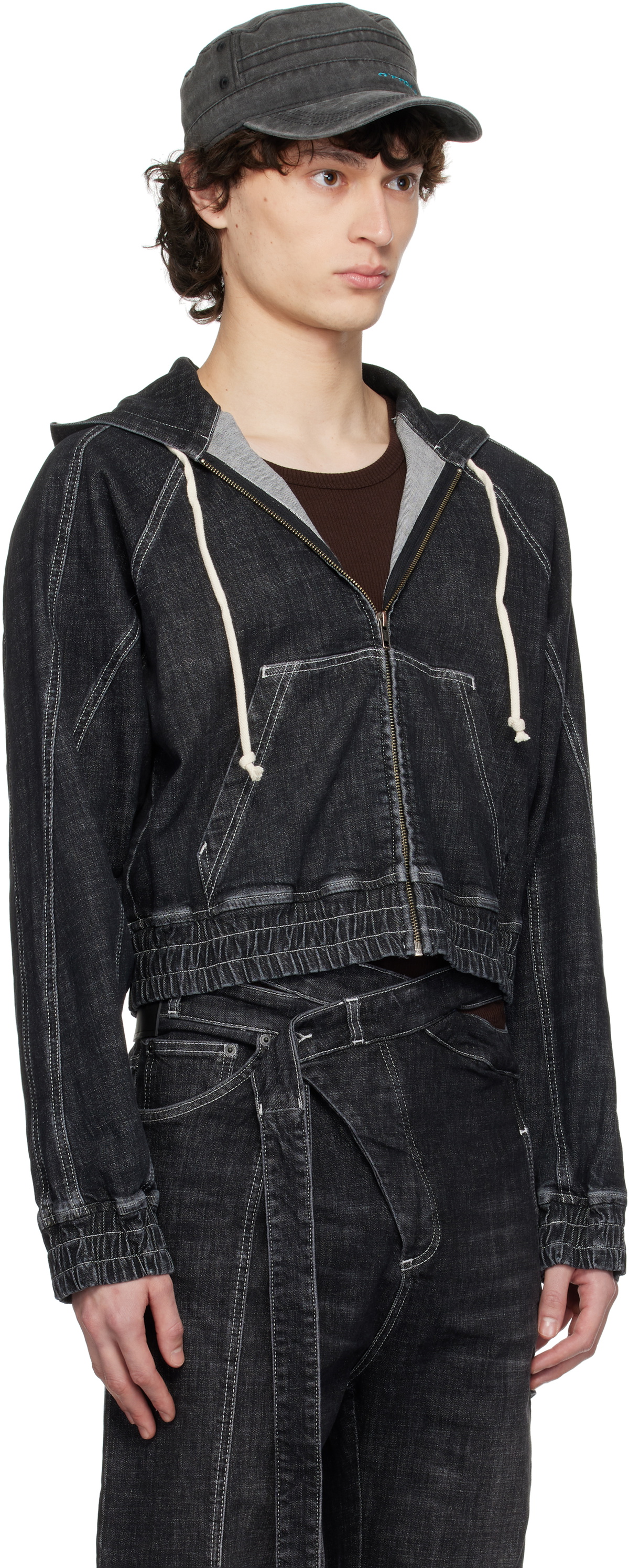 Ottolinger Black Multiline Denim Jacket