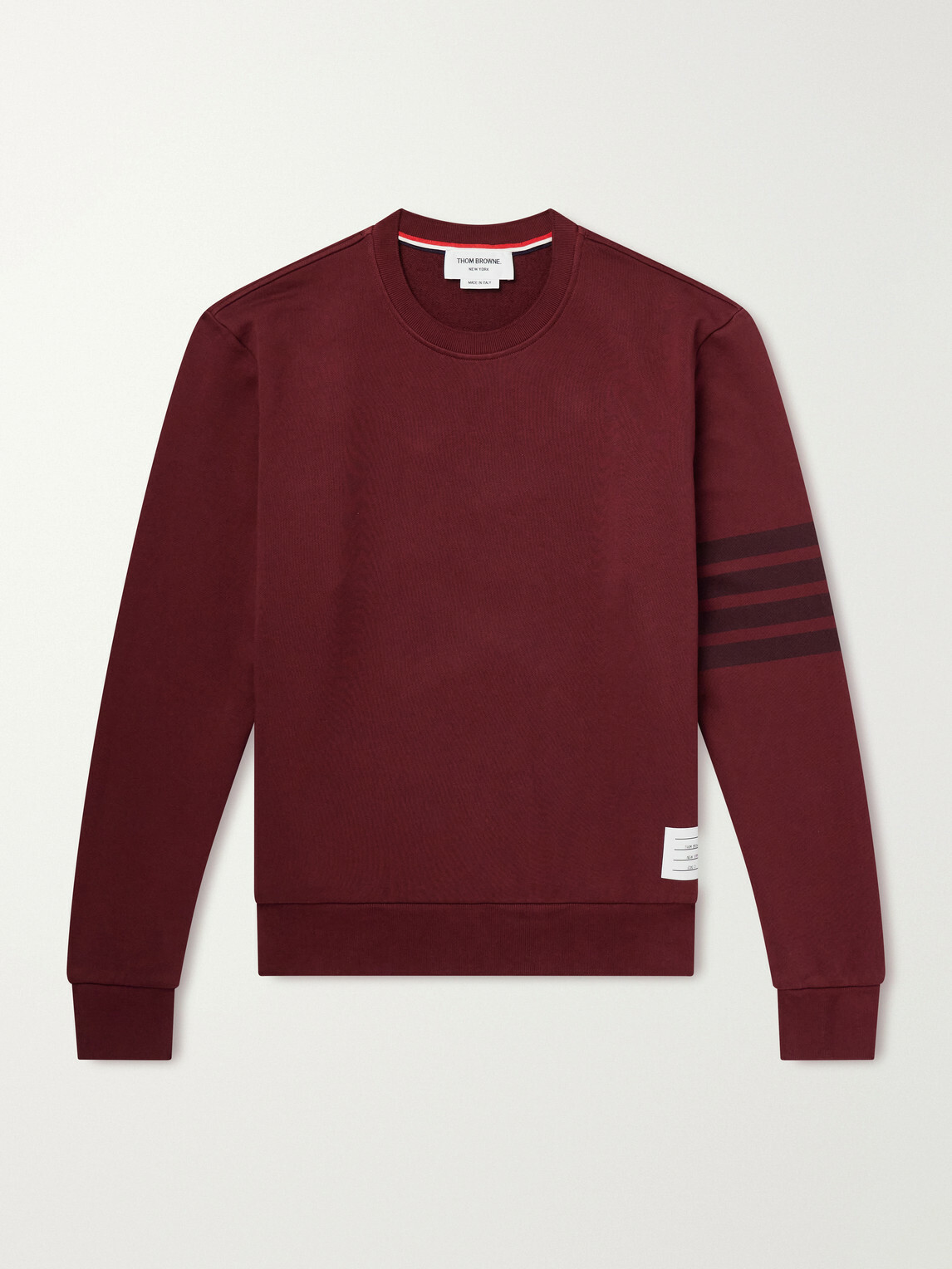 Thom Browne - 4-Bar Stripe Cotton-Jersey Sweatshirt - Burgundy