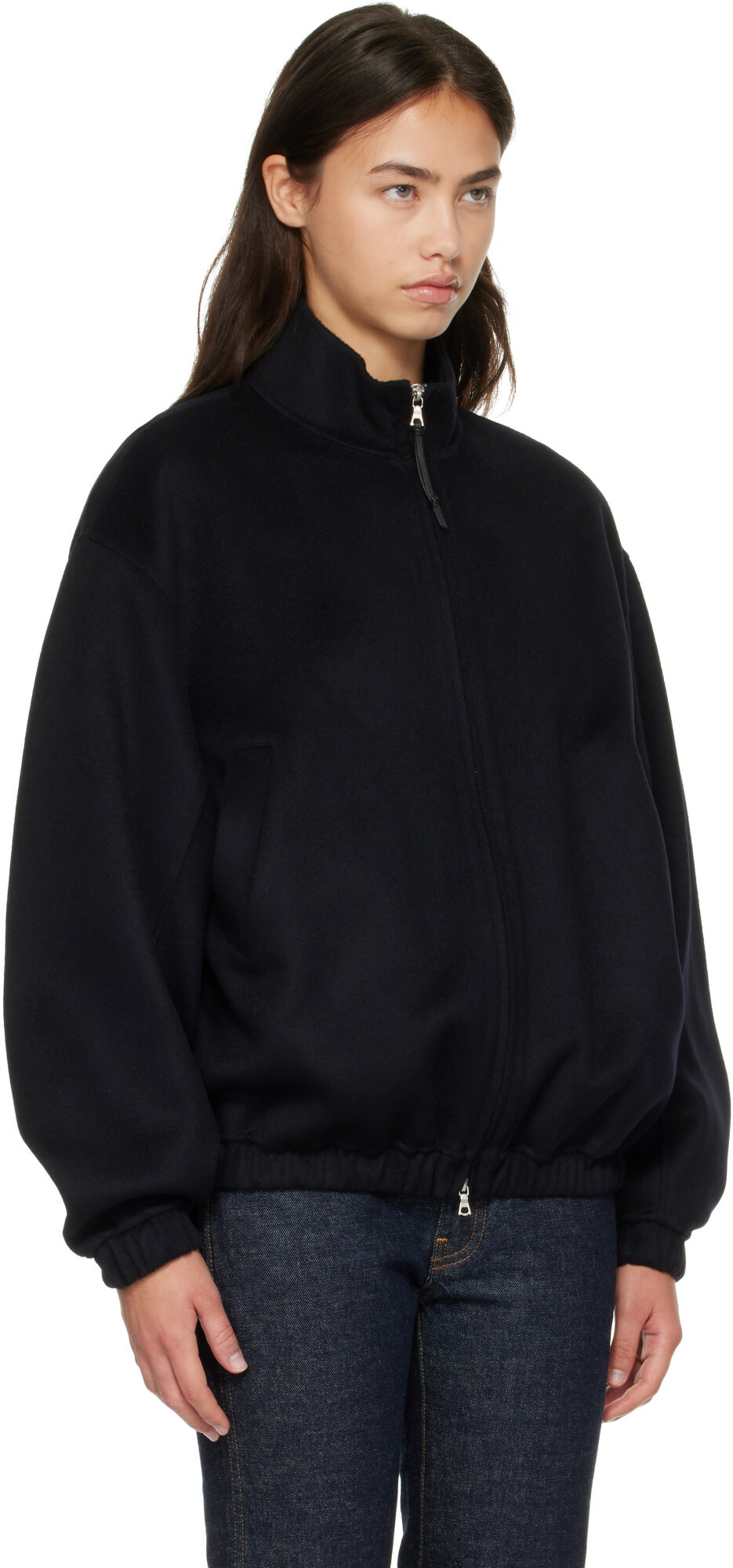 Nothing Written Navy Plaza Zip Blouson Jacket