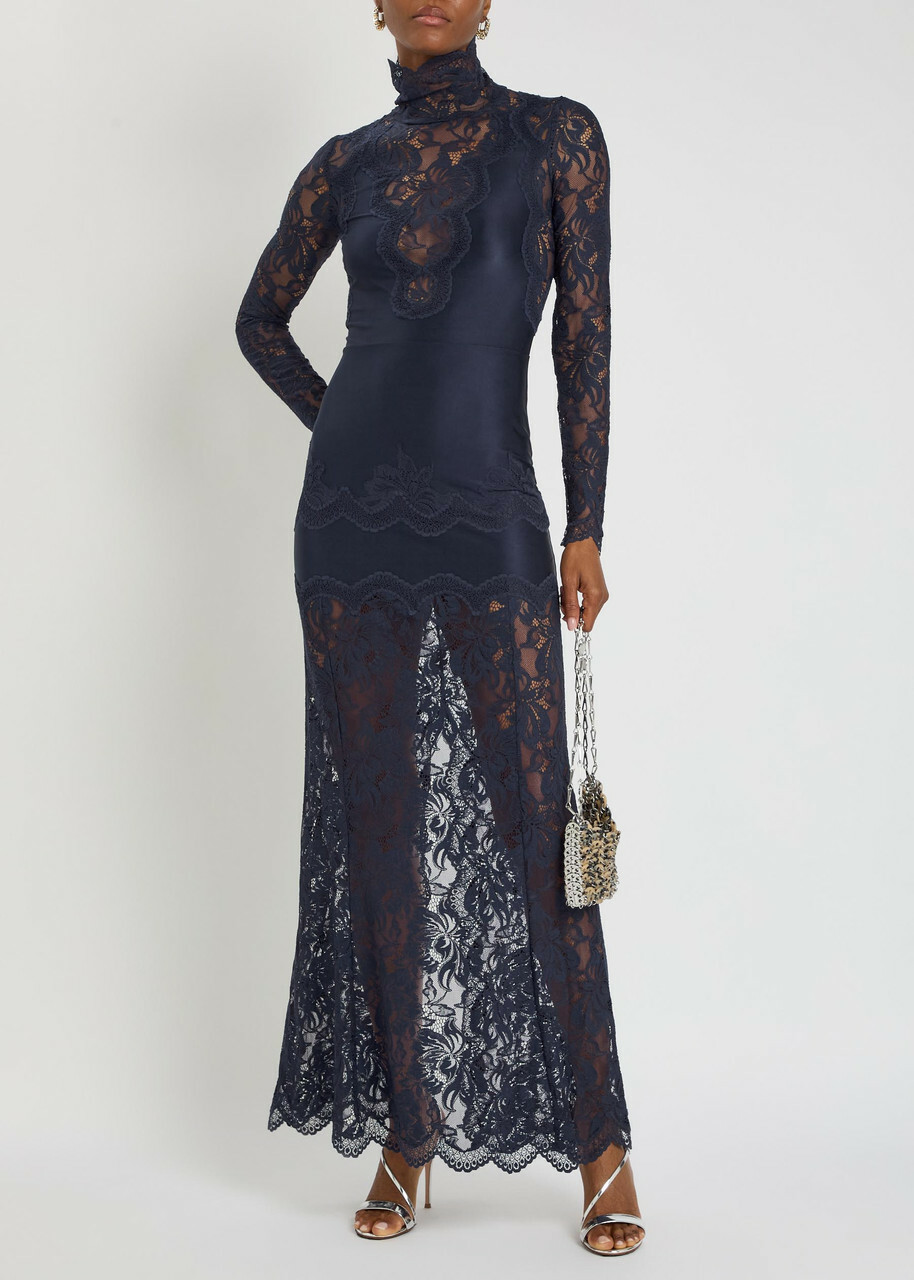 Rabanne Lace Maxi Dress Navy