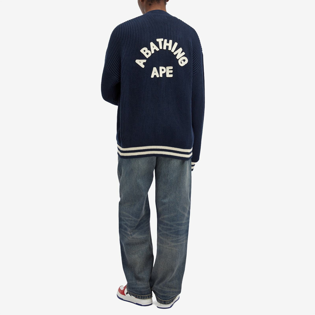 A Bathing Ape Women's College Cardigan in Navy 
