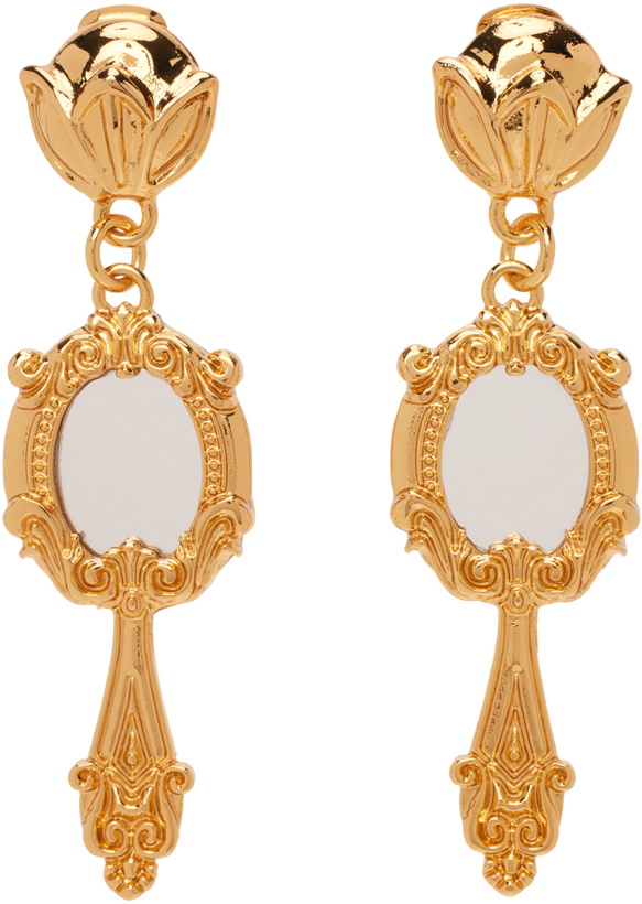 Photo: Moschino Gold Hand Mirror Clip-On Earrings