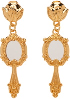 Moschino Gold Hand Mirror Clip-On Earrings