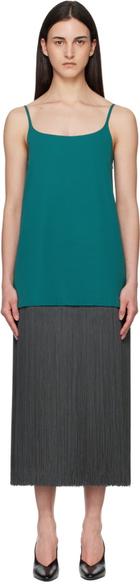 Photo: ALAÏA Blue & Gray Fringed Slip Minidress