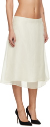 AMI Paris Off-White Silk Sheer Trapeze Midi Skirt