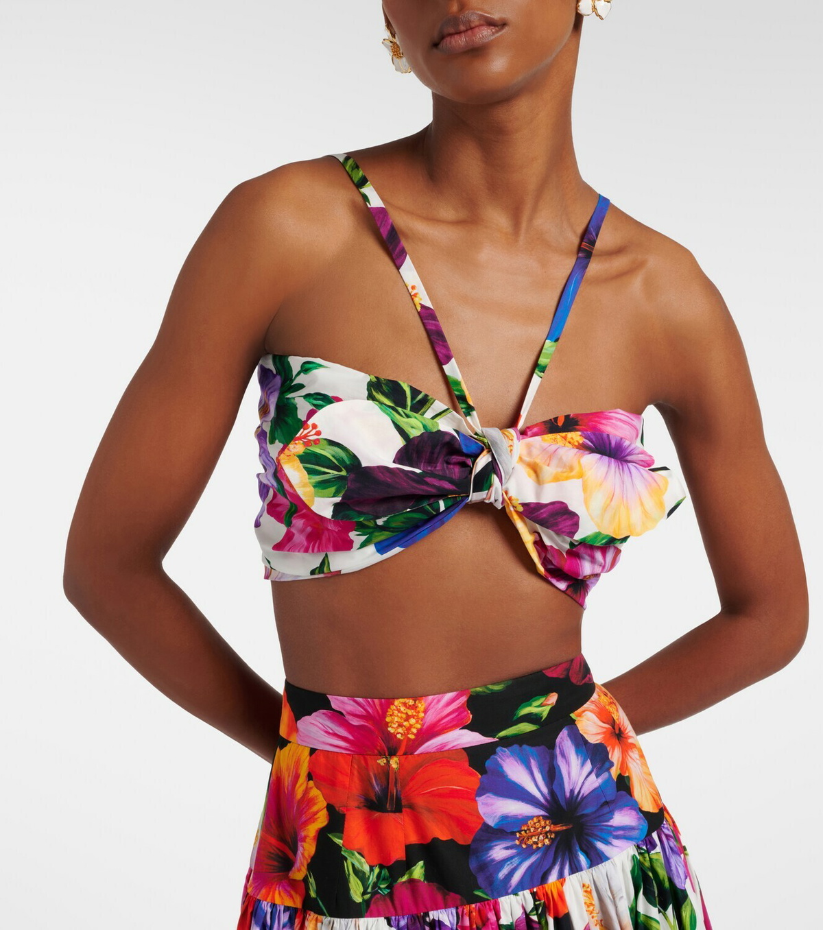 Dolce&Gabbana Bow-detail floral cotton bra top