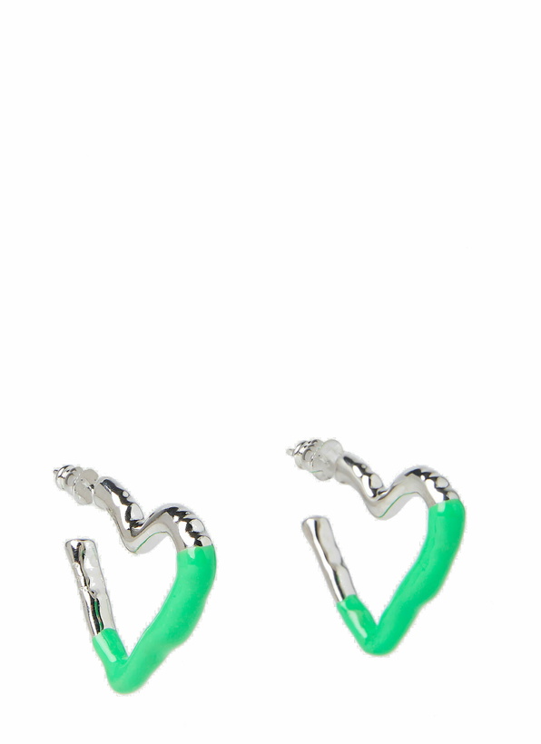 Photo: SAFSAFU - Melted Heart Hoop Earrings in Green