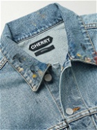 CHERRY LA - Paint-Splattered Denim Jacket - Blue