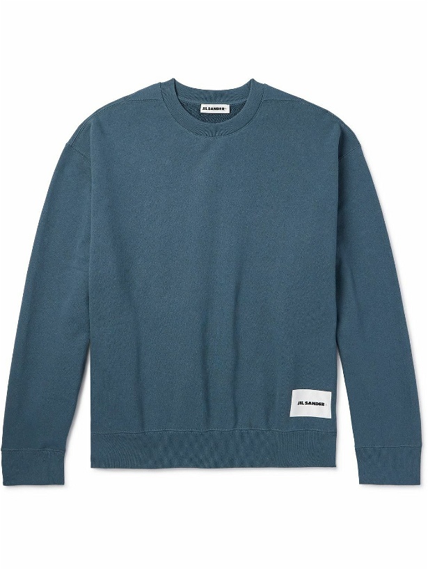 Photo: Jil Sander - Logo-Appliquéd Cotton-Jersey Sweatshirt - Blue