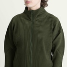 Homme Plissé Issey Miyake Men's Pleat Zip Up Cardigan in Duomo Door Green
