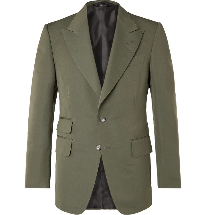 Photo: TOM FORD - Shelton Slim-Fit Cotton Silk-Blend Suit Jacket - Green