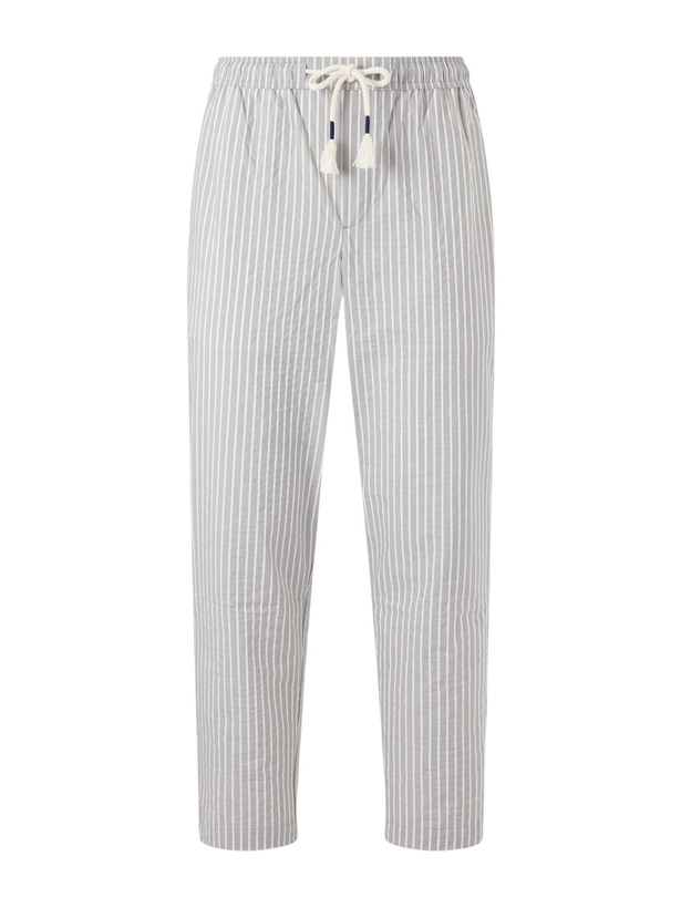 Photo: Orlebar Brown - Sonoran Straight-Leg Striped Cotton-Blend Seersucker Trousers - Gray