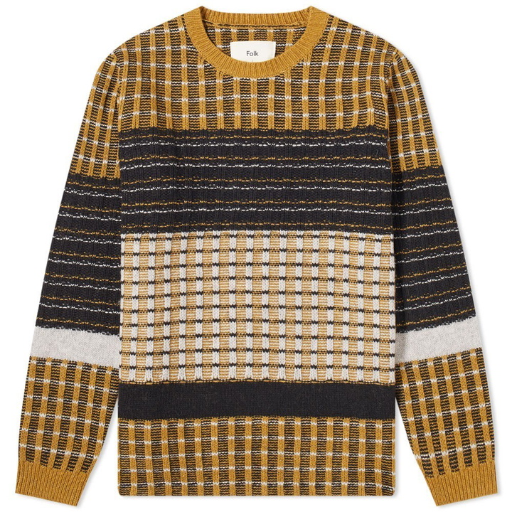 Photo: Folk Checked Fraction Crew Knit