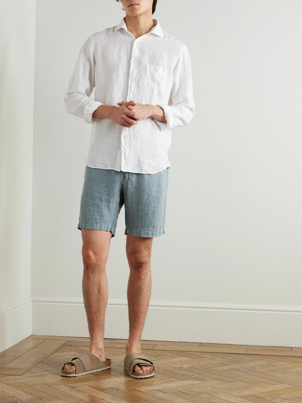 Hartford - Tank Slim-Fit Straight-Leg Linen Drawstring Shorts - Blue  Hartford
