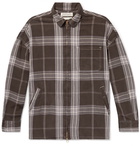 Remi Relief - Checked Cotton-Twill Zip-Up Shirt - Brown