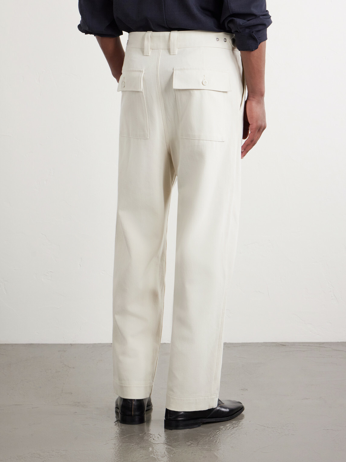 ATON - Wide-Leg Pleated Cotton-Twill Trousers - Neutrals