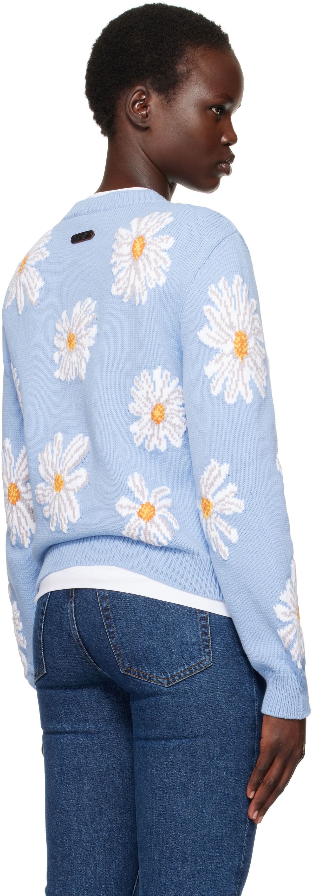 Moschino Blue All Over Daisy Print Sweater