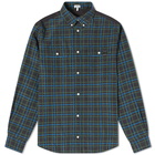 Loewe Men's Chest Pocket Check Shirt in Dark Grey/Blue