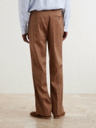Frescobol Carioca - Affonso Pleated Straight-Leg Linen and Virgin Wool-Blend Suit Trousers - Brown