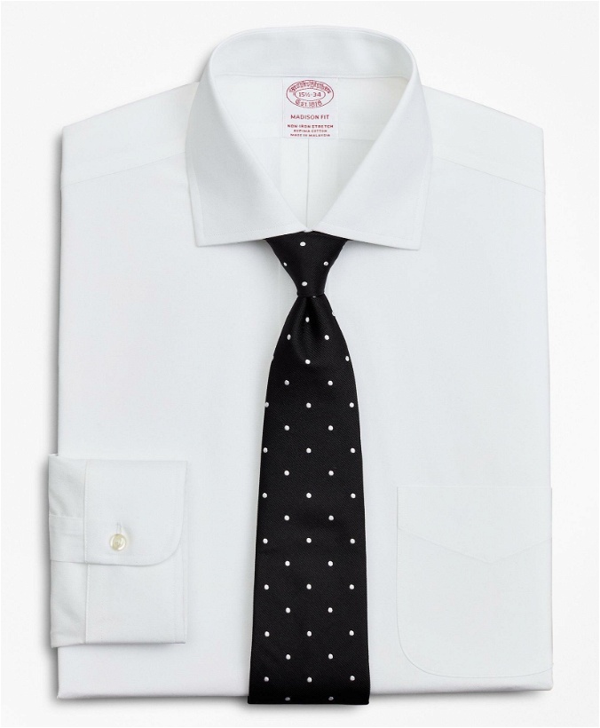 Photo: Brooks Brothers Men's Stretch Madison Relaxed-Fit Dress Shirt, Non-Iron Poplin English Collar | White