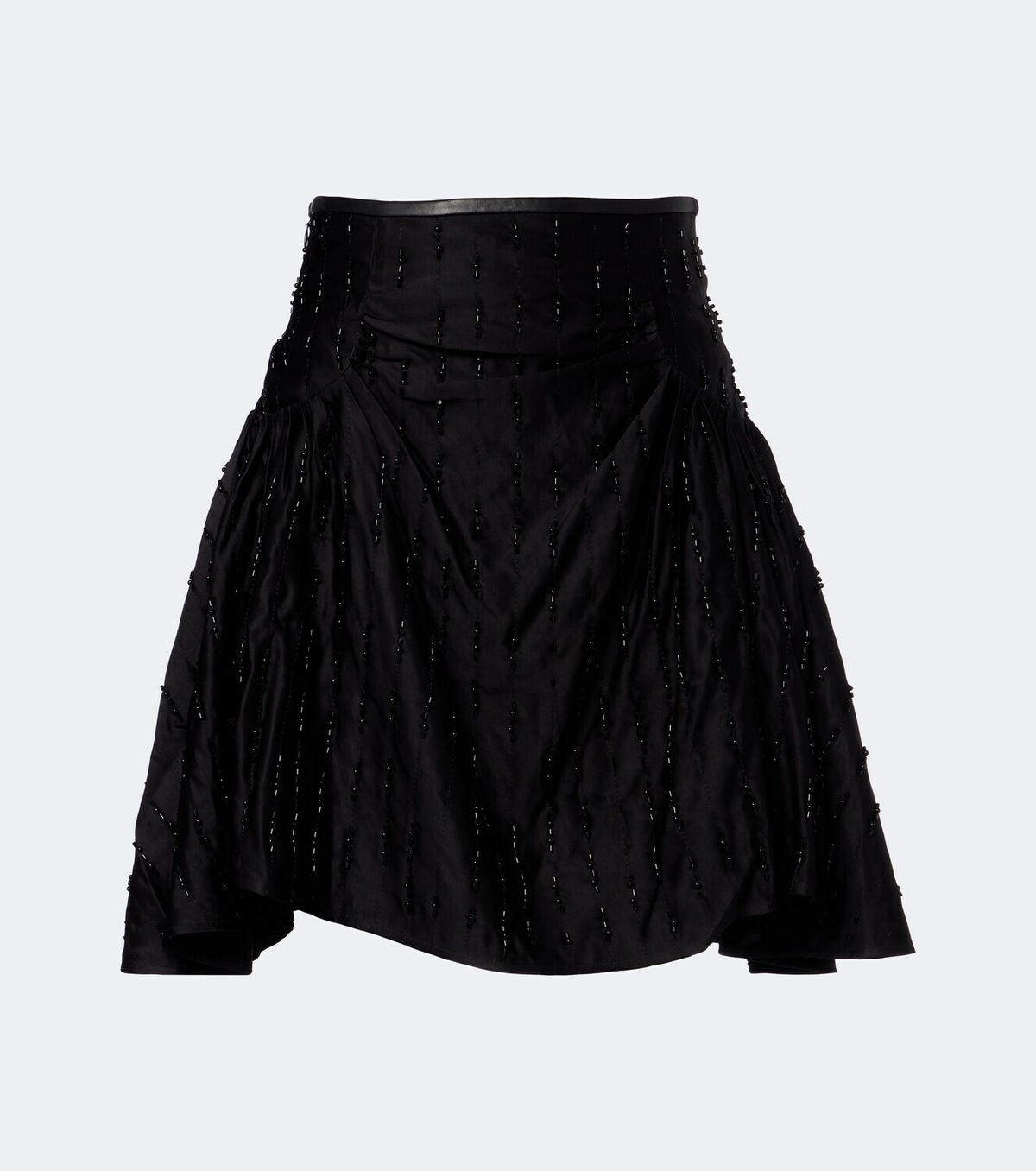 Jacques Wei Embellished ruched satin miniskirt