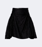 Jacques Wei Embellished ruched satin miniskirt