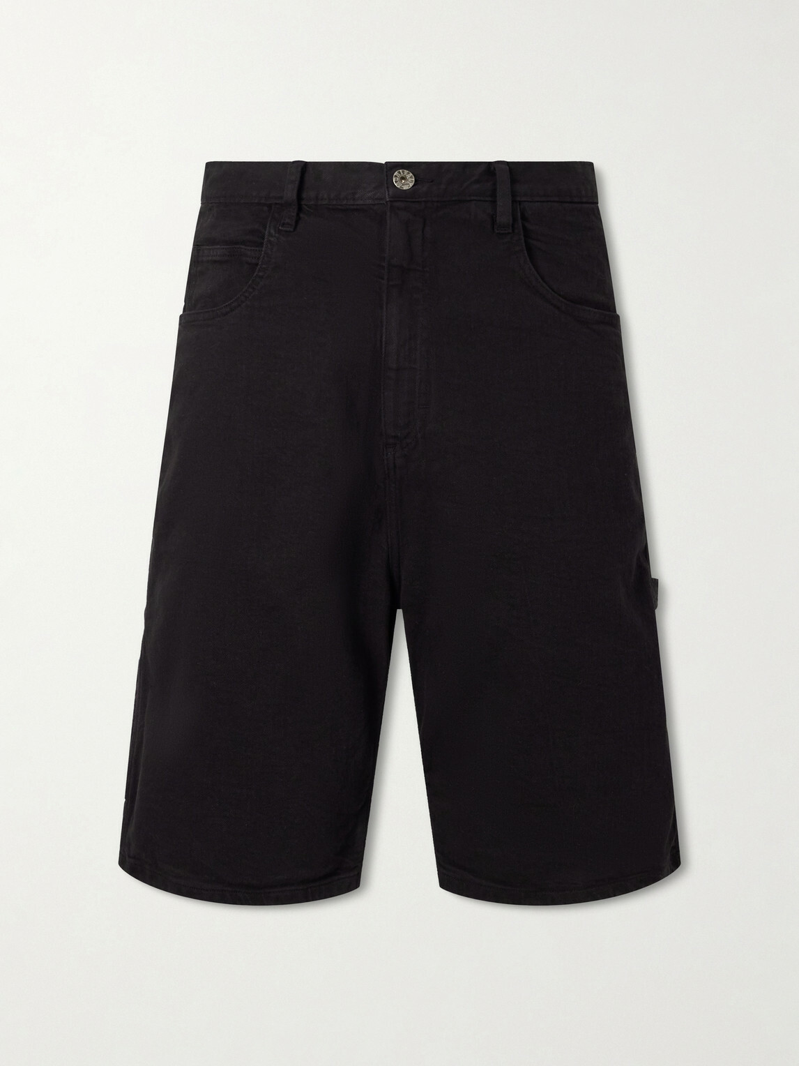 Monitaly - Beach Painter Straight-Leg Denim Shorts - Black