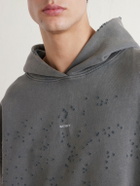 Satisfy - Logo-Print Distressed Cotton-Jersey Hoodie - Gray