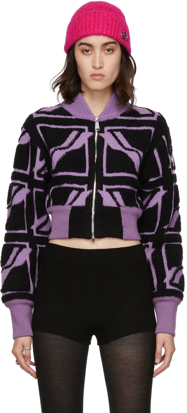 We11done Purple Oversized Bomber Jacket