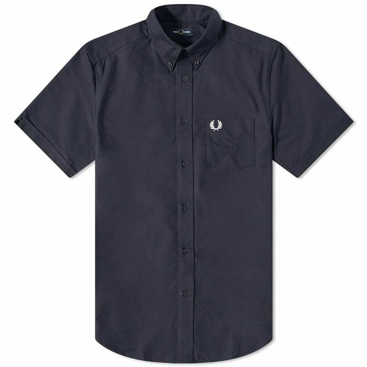 Photo: Fred Perry Men's Short Sleeve Oxford Shirt in Navy
