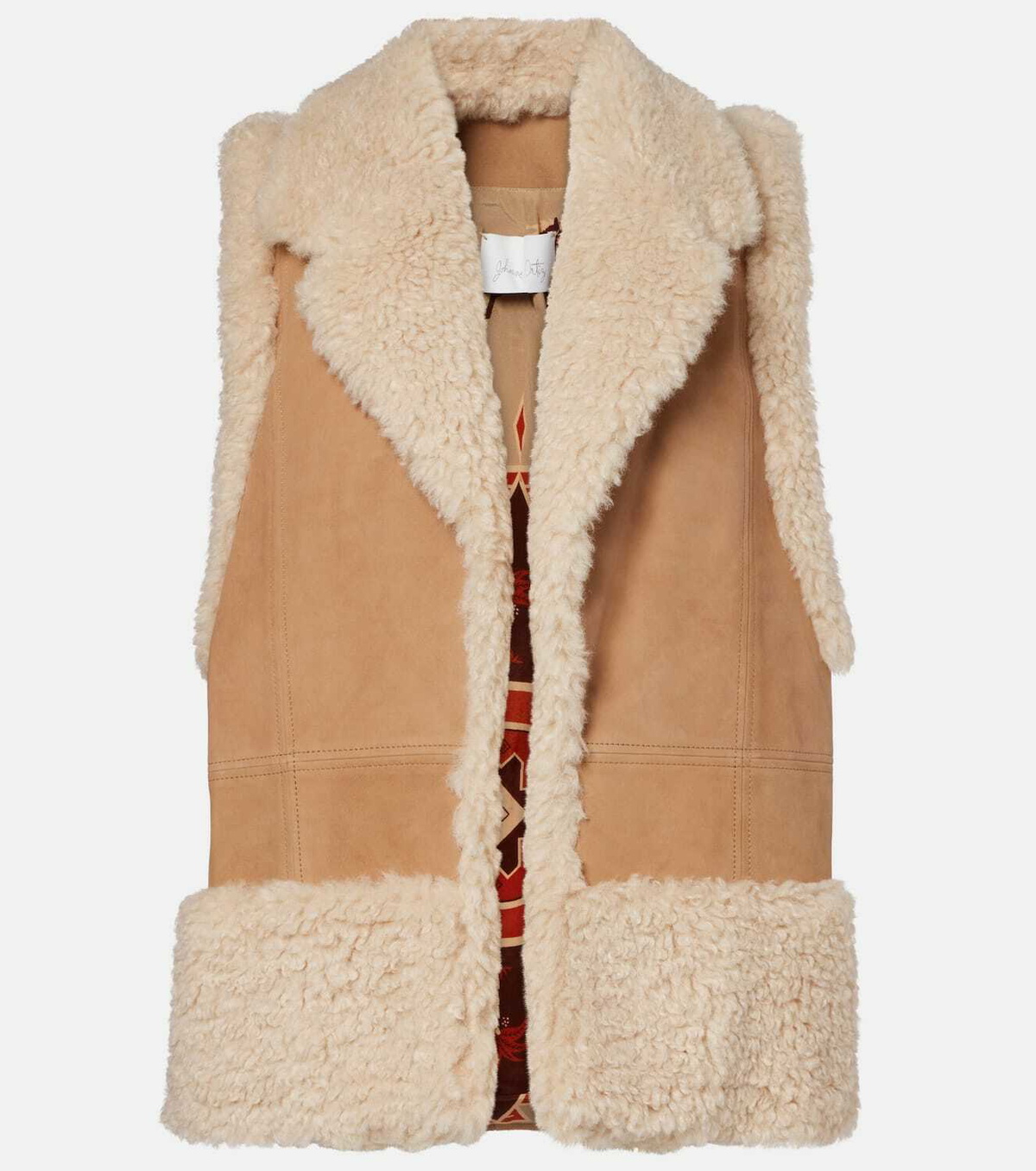 Johanna Ortiz Faux shearling-trimmed suede vest