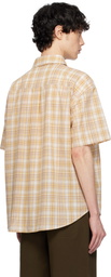 AFTER PRAY Yellow & Off-White Madras Check Half Shirt