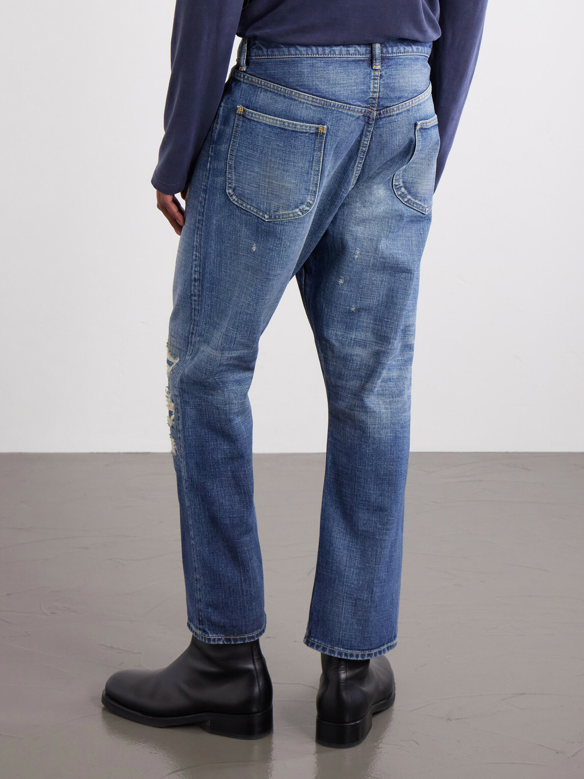 Beams Plus - Straight-Leg Distressed Jeans - Blue