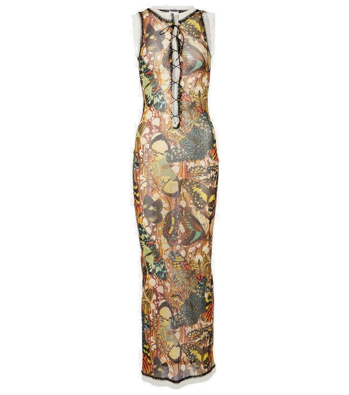 Photo: Jean Paul Gaultier Printed lace-trimmed mesh maxi dress