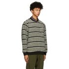 BEAMS PLUS Black and Off-White Fleece Striped Sweater