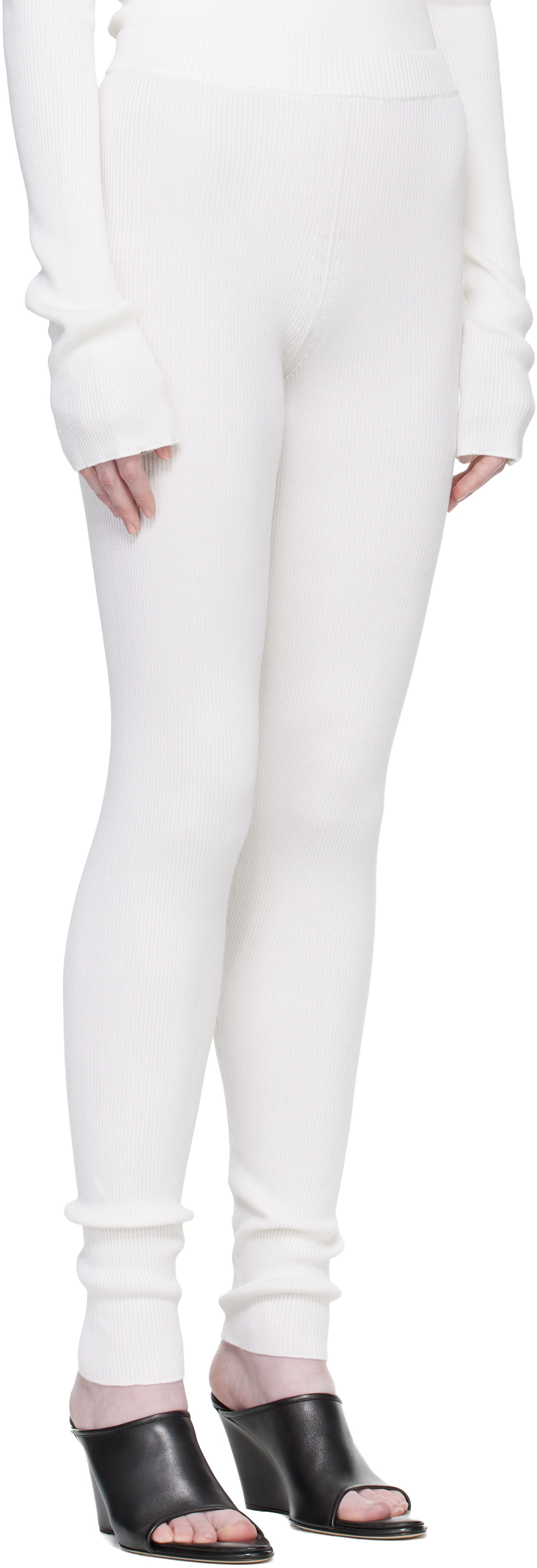 Rier Off-White Fine Rib Silk Longjohn Leggings