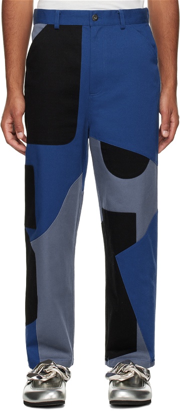 Photo: JW Anderson Navy Patchwork Fatigue Trousers